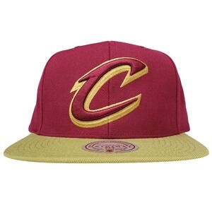 Cleveland Cavs Mitchell & Ness NBA Snapback Hat Cap 3D‎ Logo Maroon Gold NWT